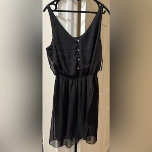Vintage Guess Black Chiffon Mini Dress – Button Front, Size M
